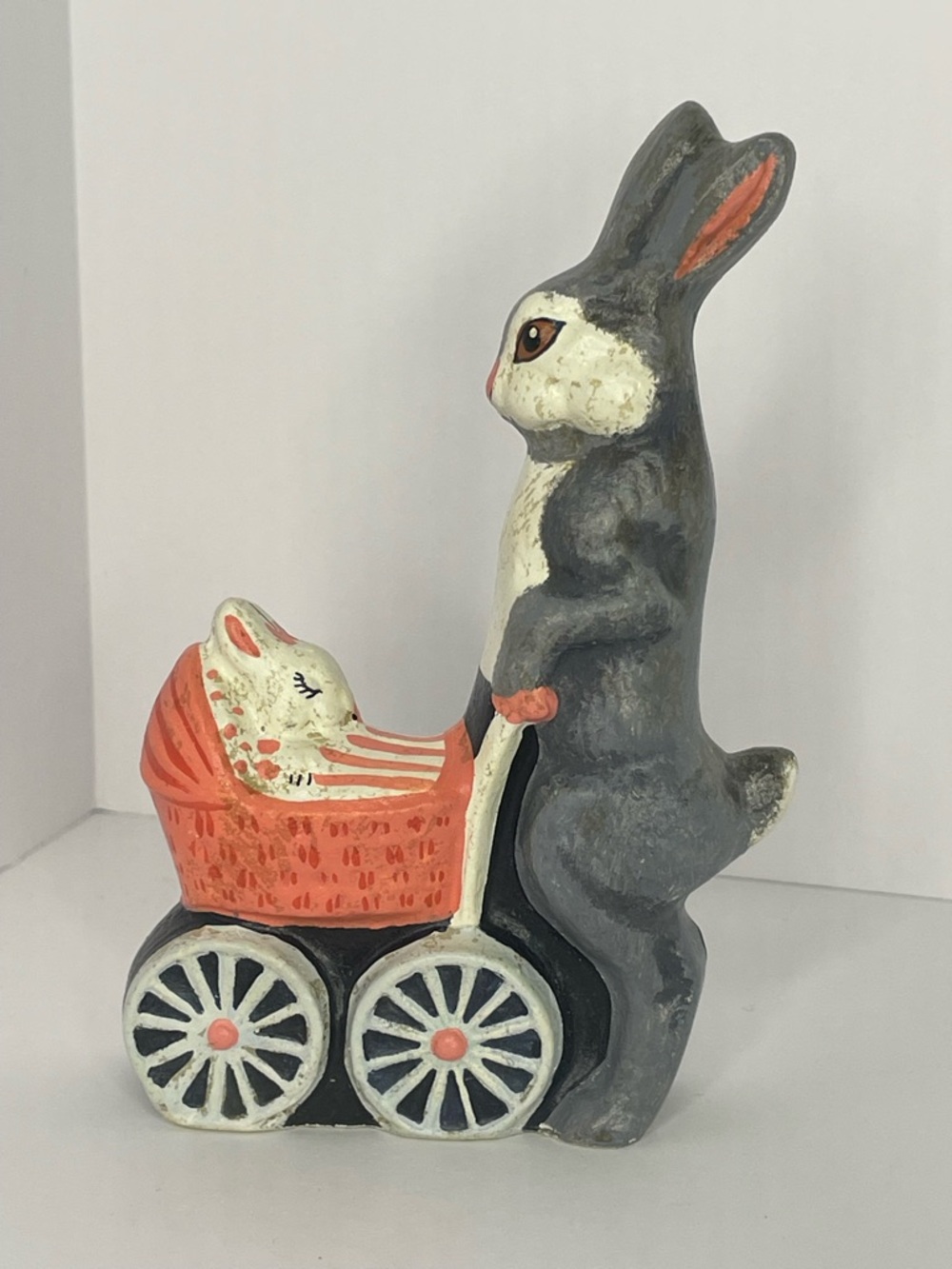 Vaillancourt Folk Art Pink Baby Carriage 9819 Chalkware Rare Vintage - Picture 4 of 16